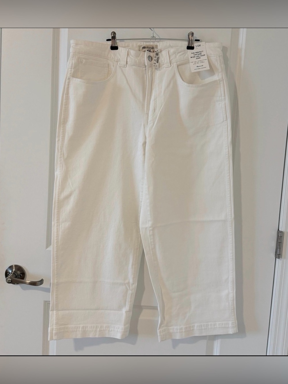 Madewell Plus Perfect Vintage High-Rise Wide-Leg Crop Jeans Tile White Size 14 - Picture 4 of 7